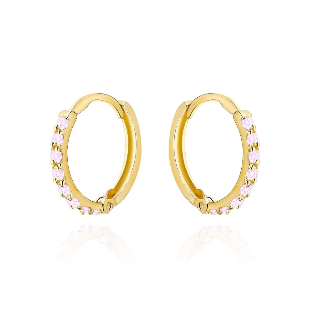 Cercei Creole Aur 14k cu Zirconii Roz