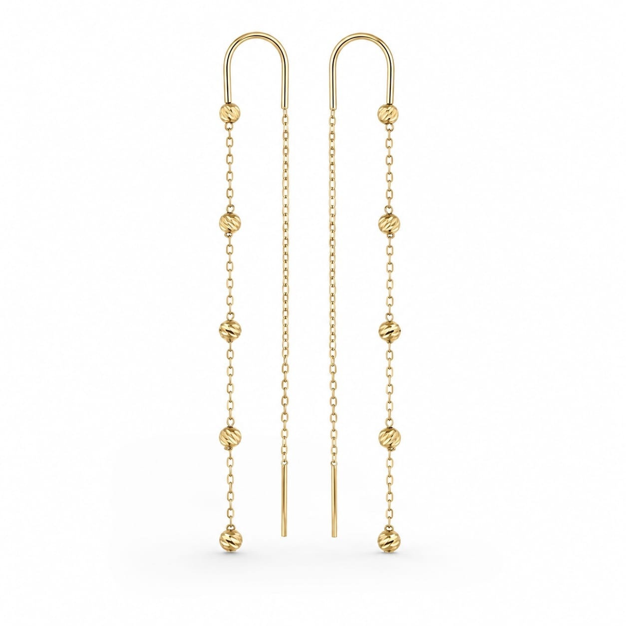 Cercei Golden Beads cu lănțișor din AUR 14K