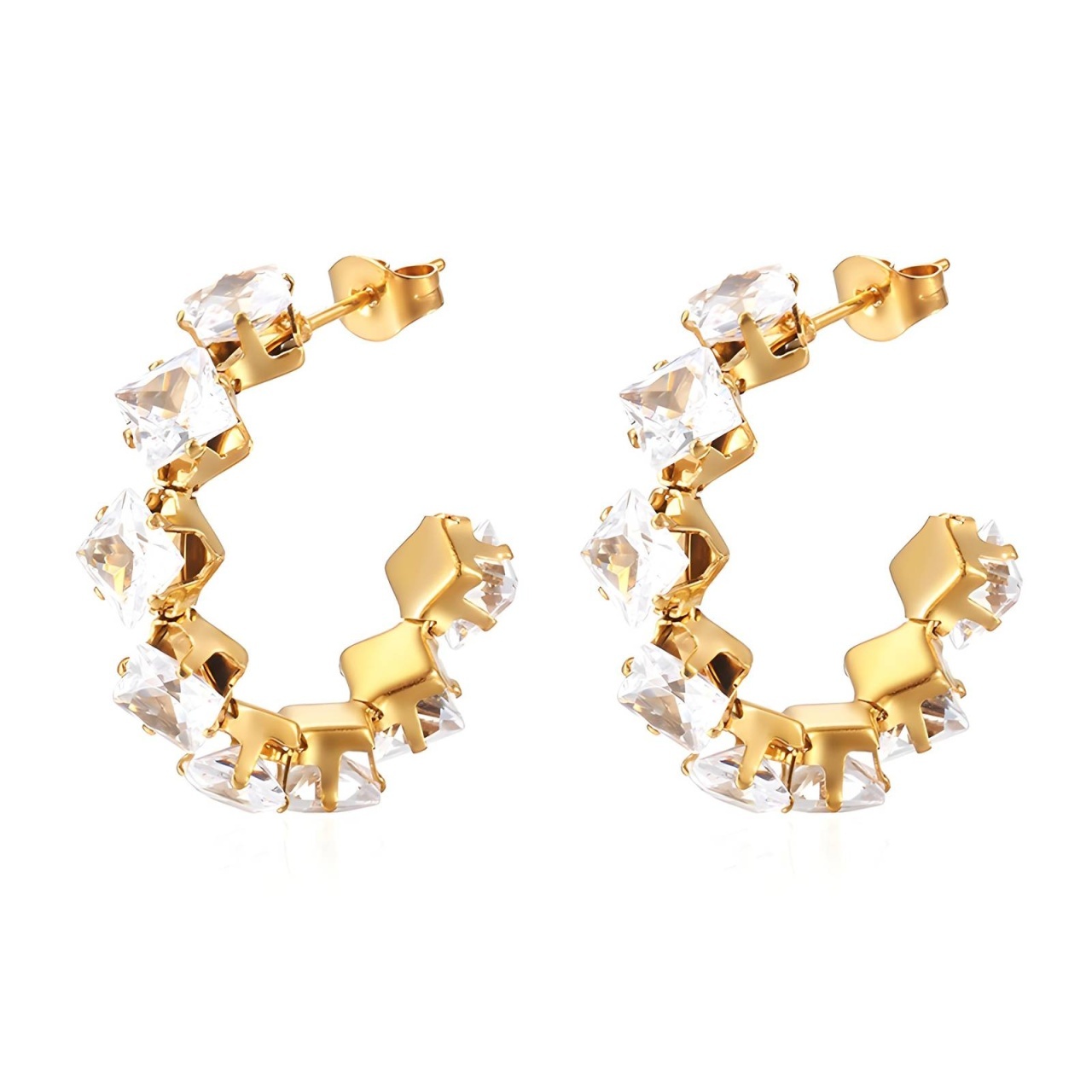 Cercei Grand Crystal din Inox placat cu AUR 18K