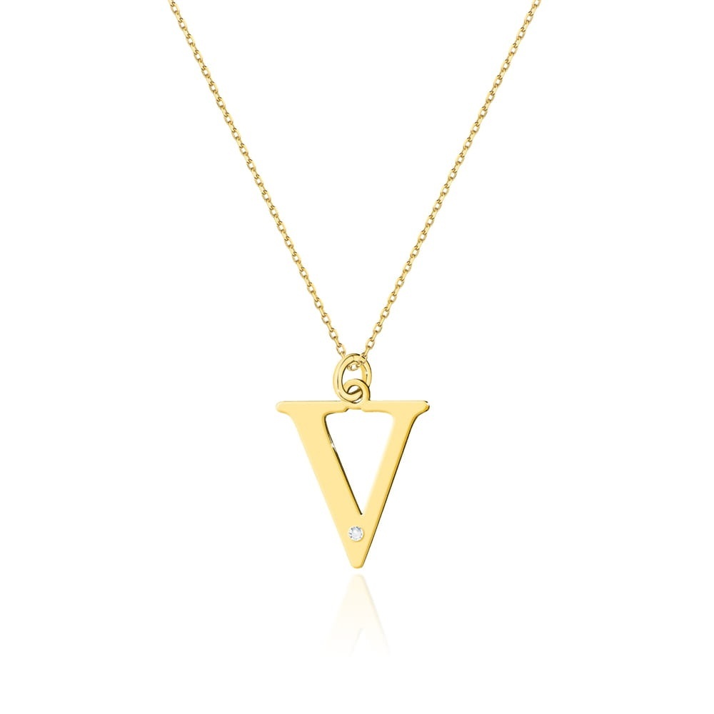 Colier Aur 14K cu Diamant Natural 0.01 ct