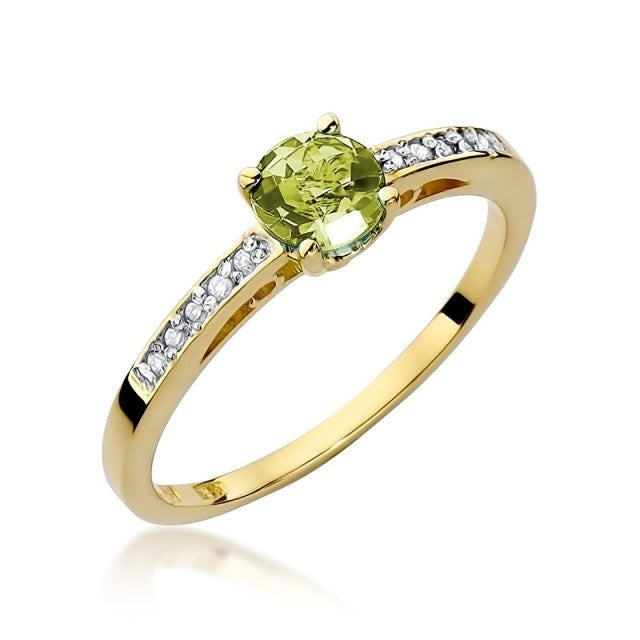 Inel Aur 14K cu Peridot 0.60 ct si Diamante Naturale 0.05 ct