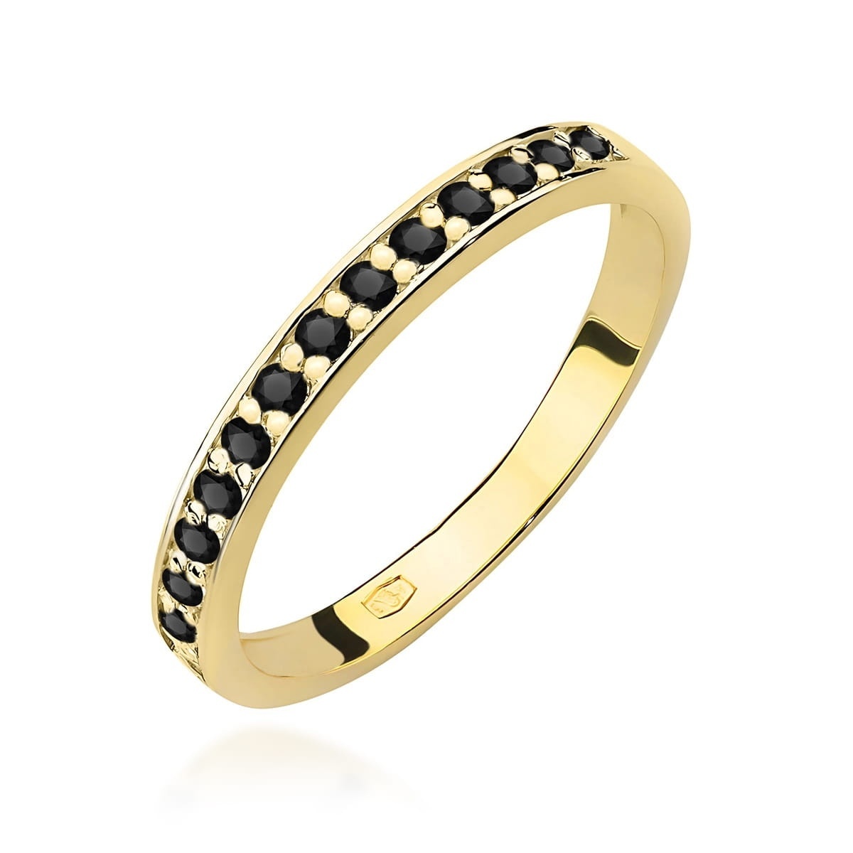 Inel Aur 9K cu Diamante Naturale Negre 0.20 ct