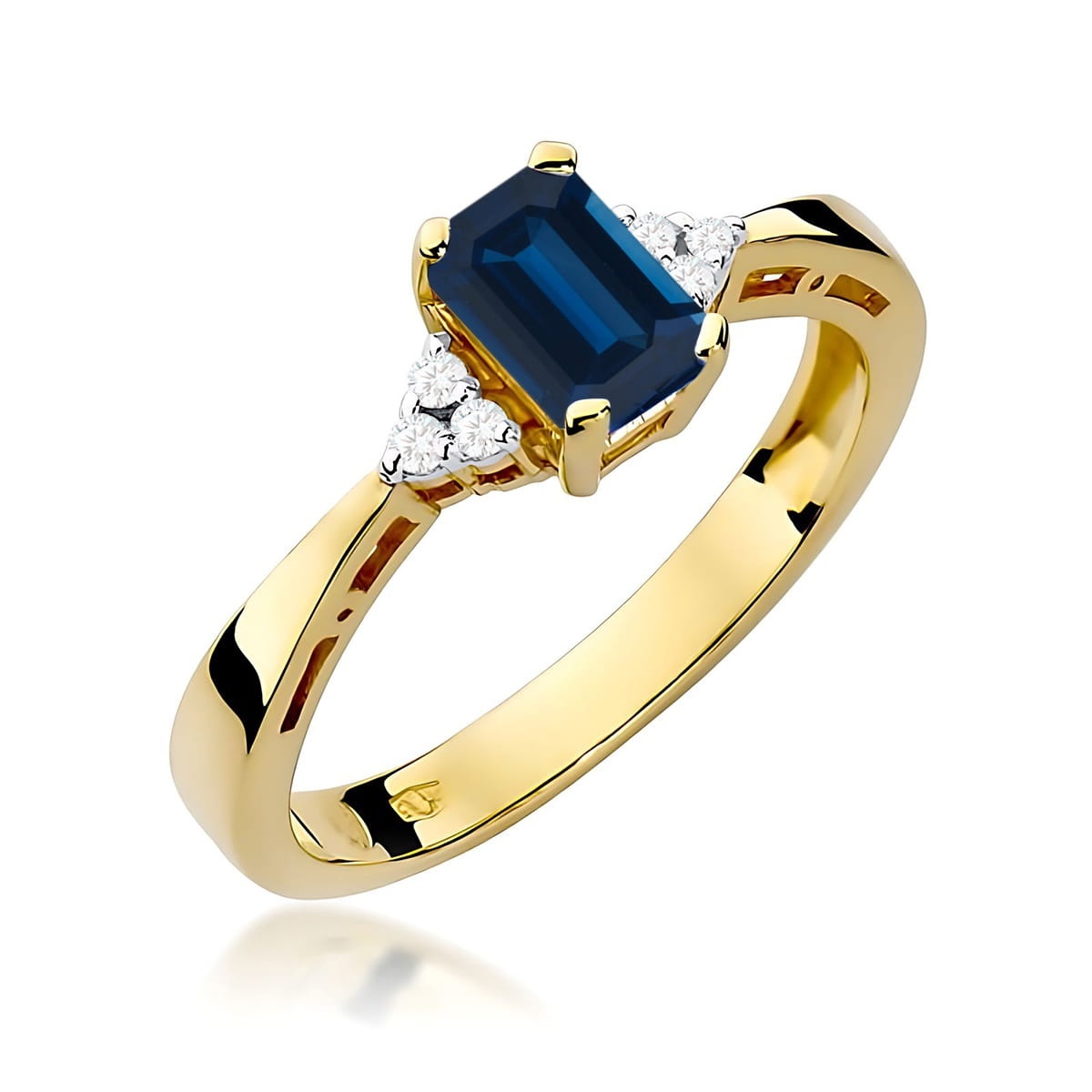 Inel Aur 9K cu Safir 0.60 ct si Diamante Naturale 0.03 ct