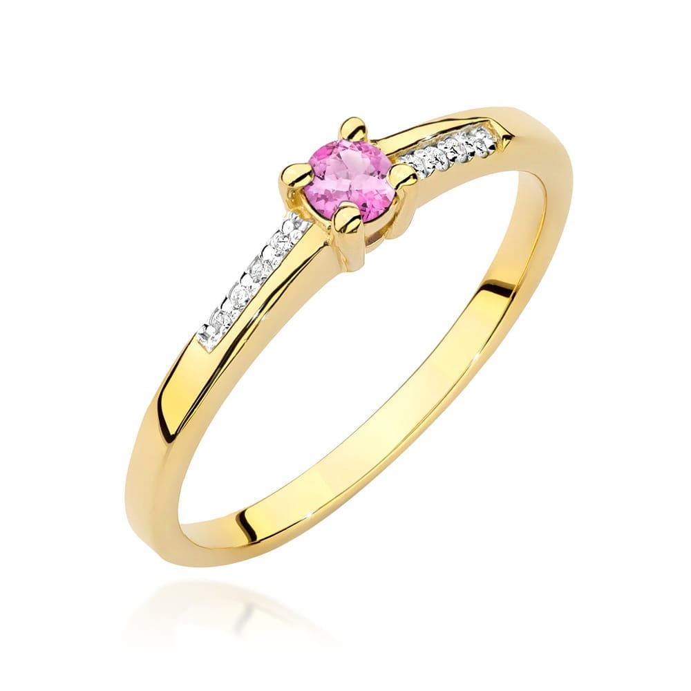 Inel Aur 9K cu Topaz Swiss 0.15 ct si Diamante Naturale 0.04 ct