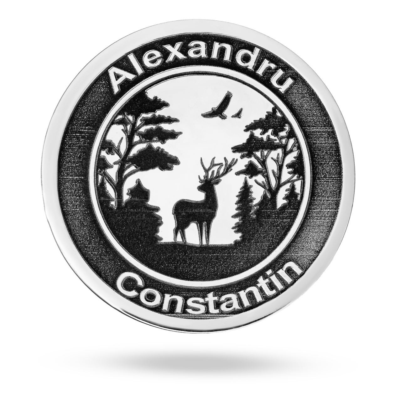 Moneda Silver Hunt din Argint 2.5cm - Gravura 3D - Fata/ Verso