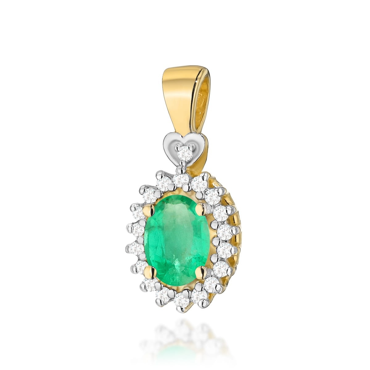 Pandantiv Aur 14K cu Smarald 0.40 ct si Diamante Naturale 0.10 ct