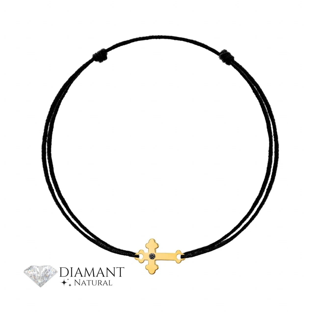 Brățara Cruciuliță din AUR 14K cu Diamant Natural Negru