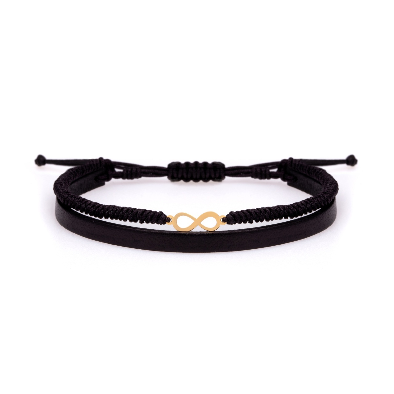 Bratara Infinity String din AUR 14K si Piele Naturală