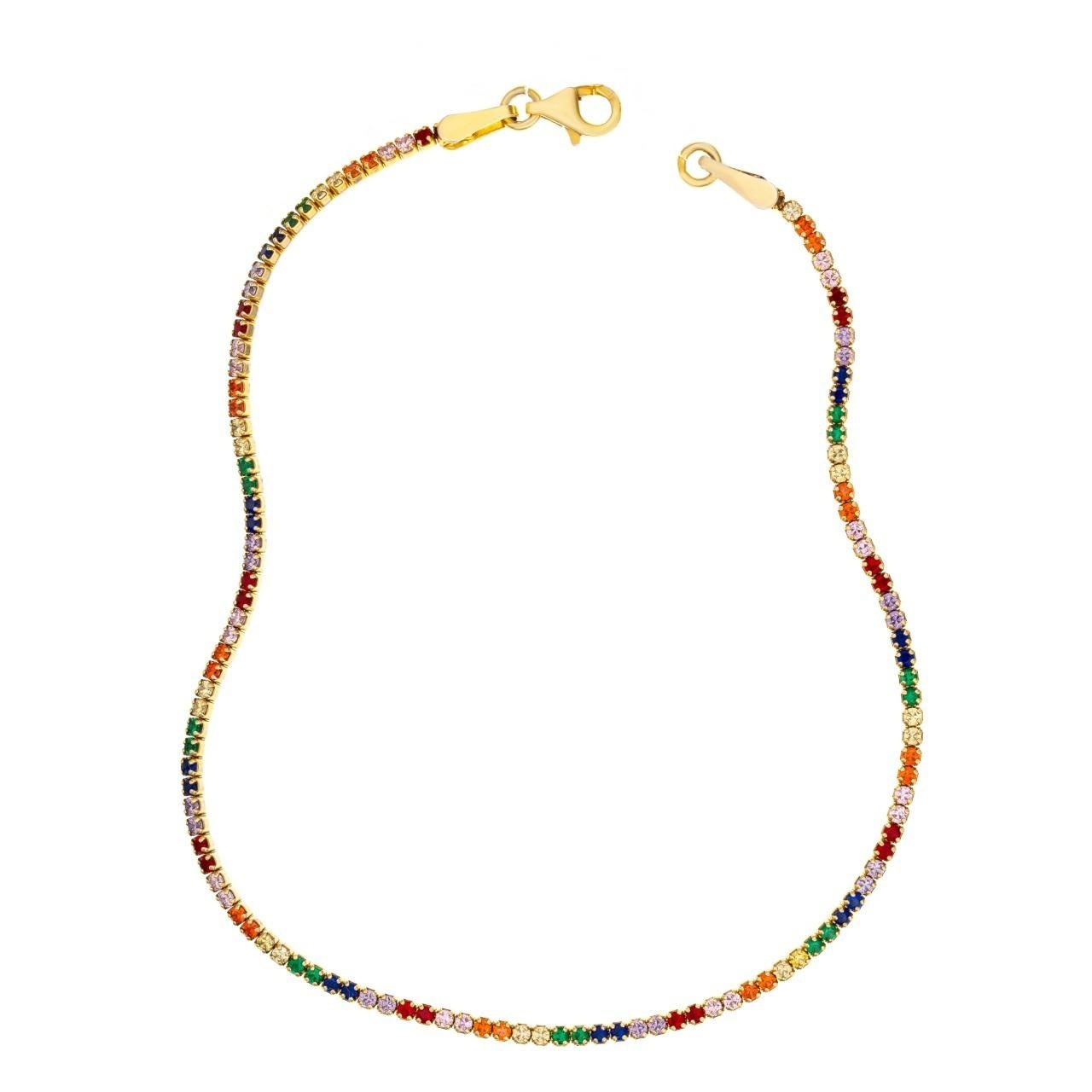 Bratara tip tennis din Argint 925 cu cristale multicolore pentru picior