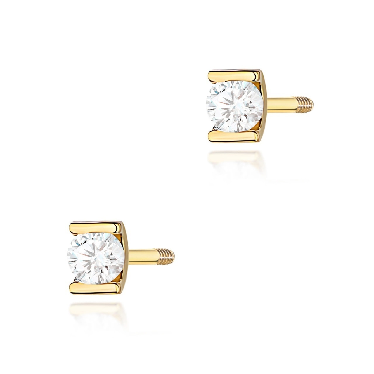 Cercei Aur 14K cu Diamant Natural 0.04 ct Filet cu Protectie