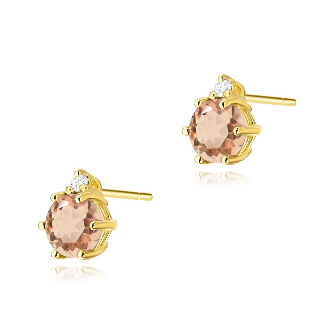 Cercei Aur 14K cu Morganit 0.40 ct si Diamante Naturale 0.03 ct