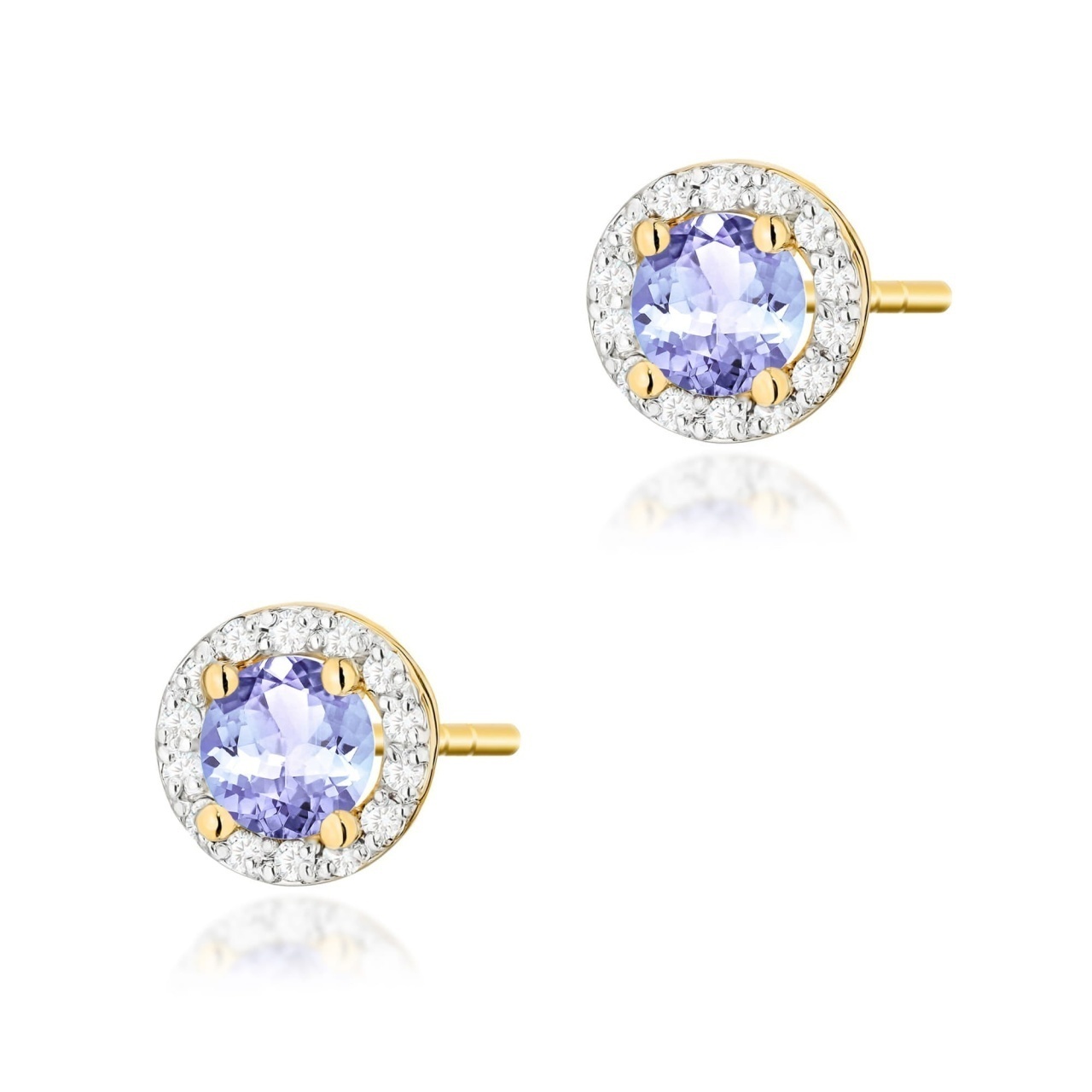 Cercei Aur 14K cu Tanzanit 0.50 ct si Diamante Naturale 0.24 ct