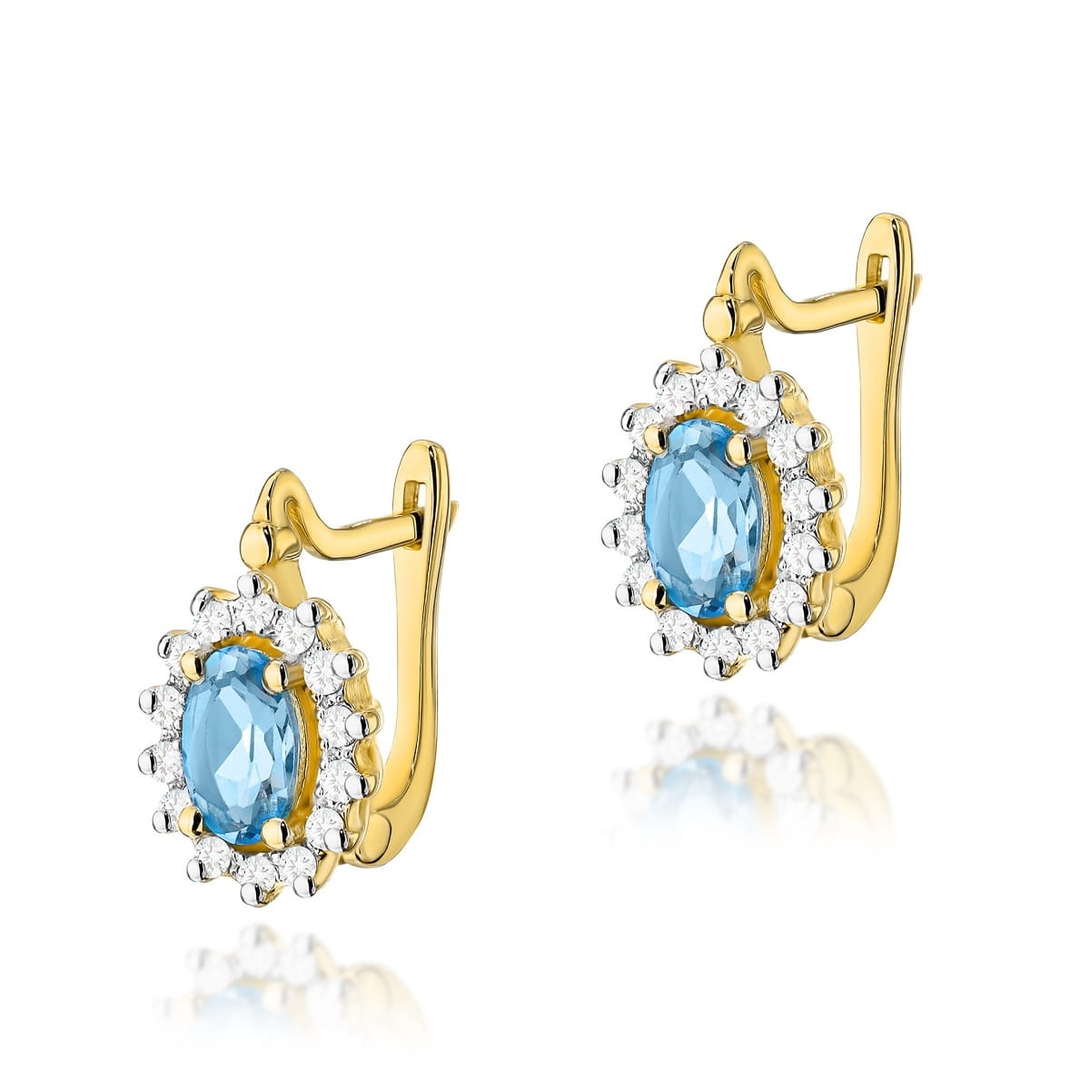 Cercei Aur 14K cu Topaz Swiss 0.50 ct si Diamante Naturale 0.24 ct