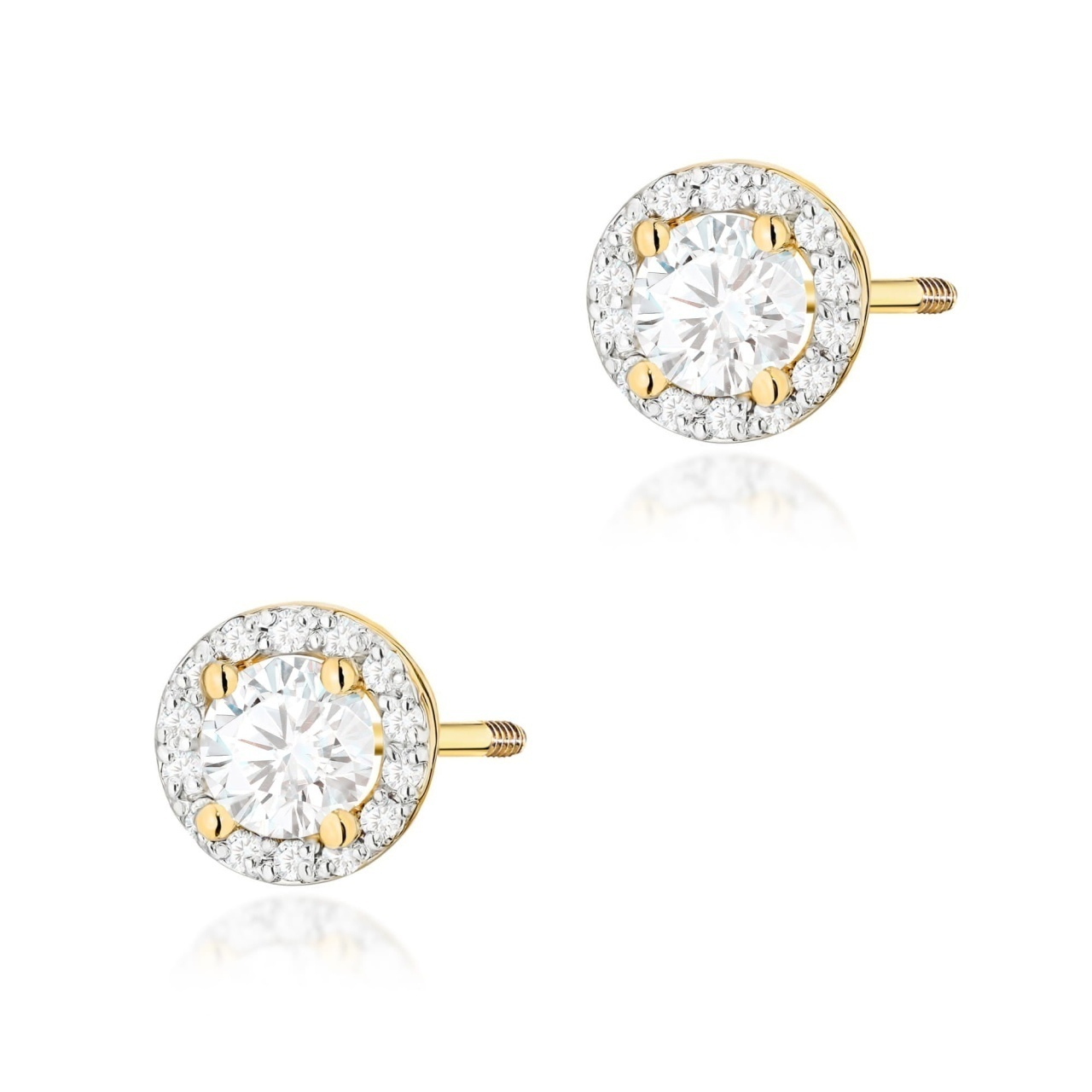 Cercei Aur 14K cu White Sapphire 0.60 ct si Diamante Naturale 0.24 ct Filet cu Protectie