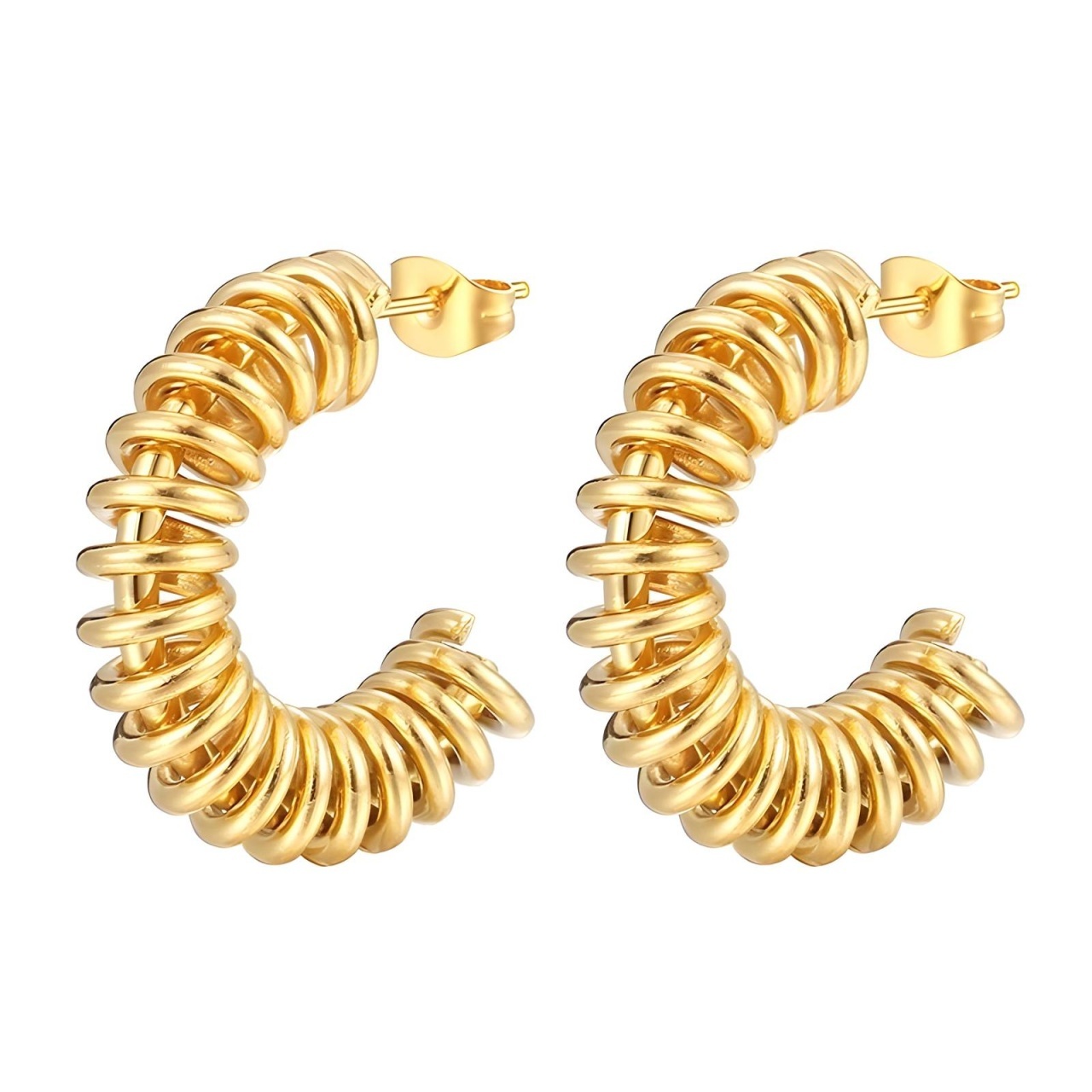 Cercei Spirall din Inox placati cu AUR 18K