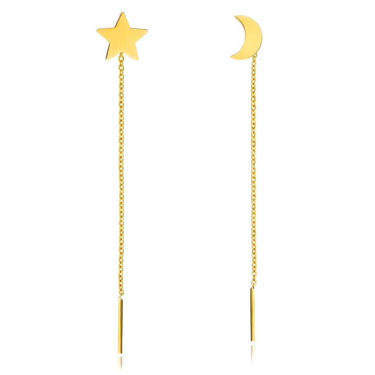 Cercei Star&Moon din AUR 14K cu lantișor