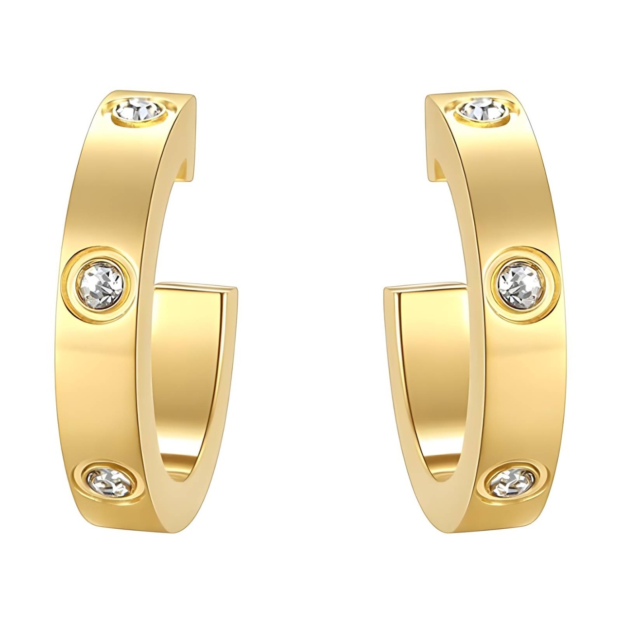 Cercei Stud Crystal din Inox placat cu AUR 18K