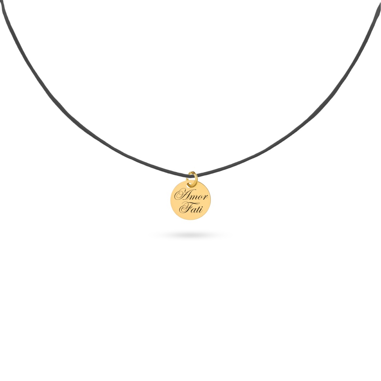 Choker Amor Fati cu snur reglabil și bănuț din Aur 14K