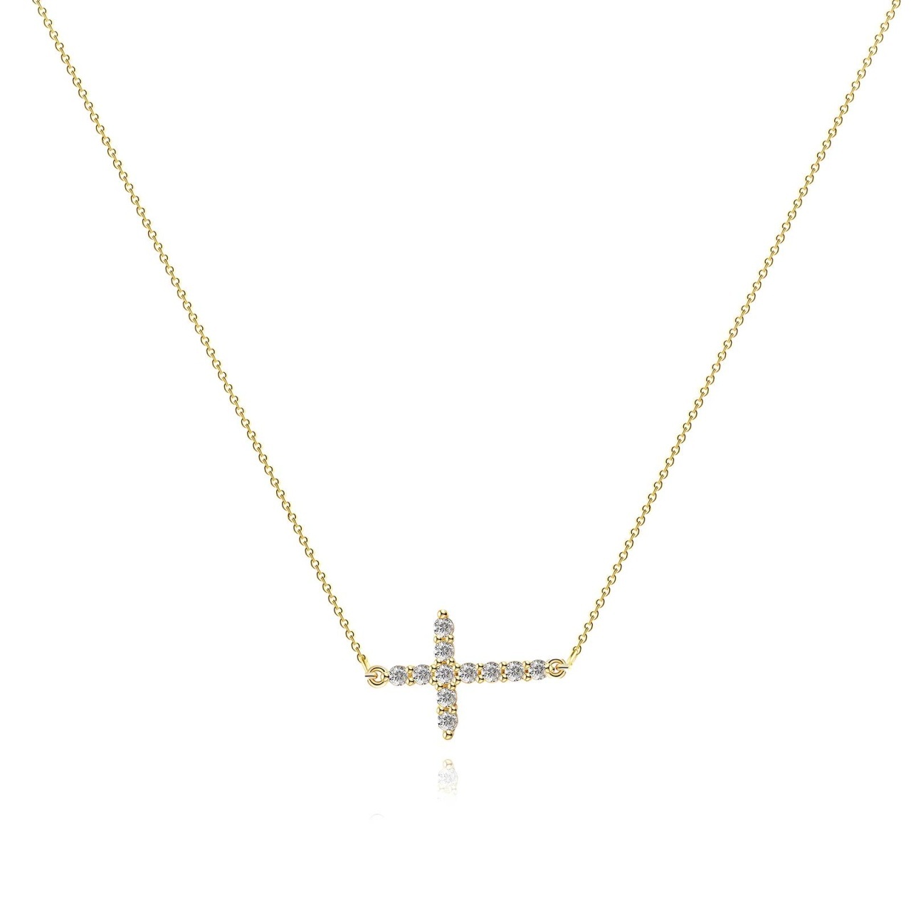Colier Crystal cu Cruce din Inox placat cu AUR 18K