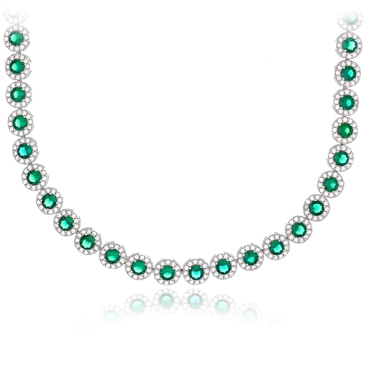 Colier din argint 925 cu cristale Angel Collection - Green Edition