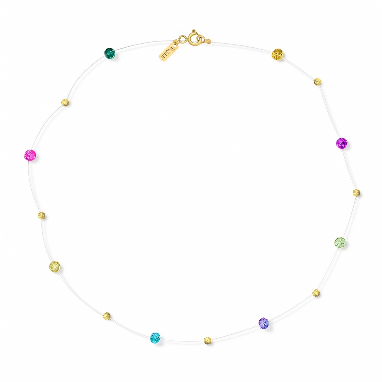 Colier Gold Rainbow cu biluțe din AUR 14K