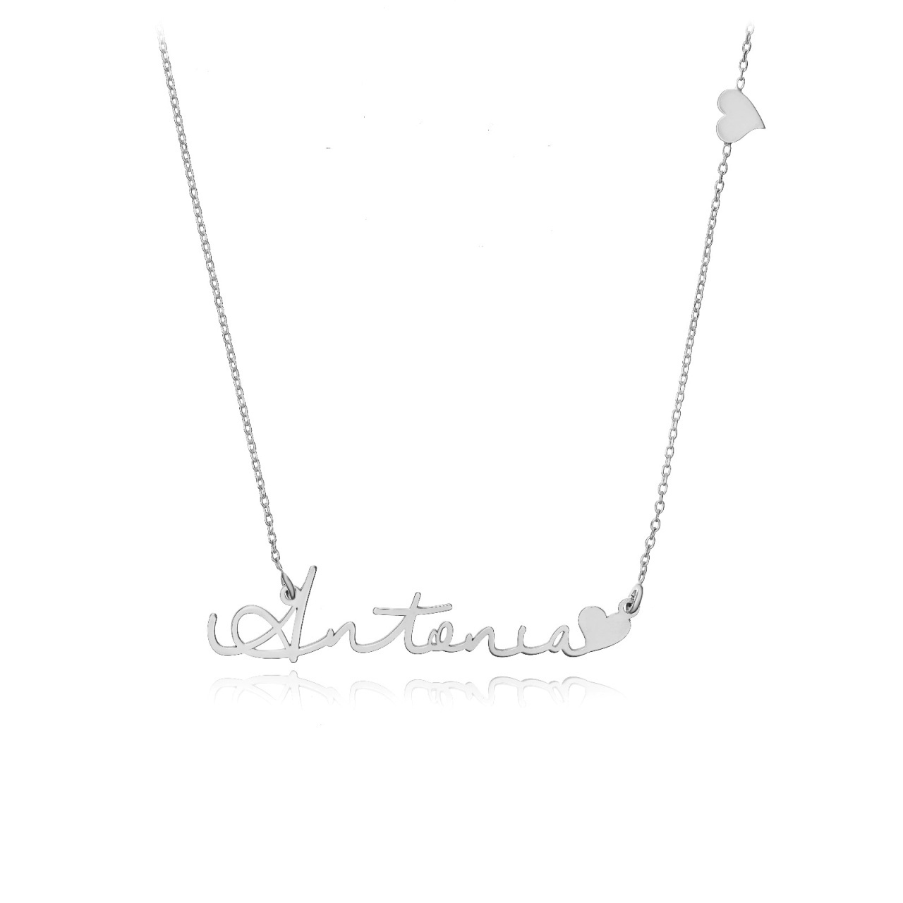 Colier Signature Heart cu orice nume din Argint 925