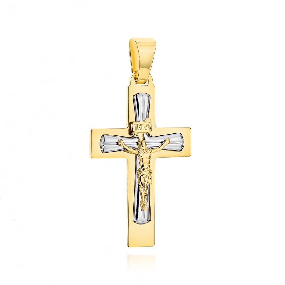 Cruciuliță Din Aur Cu Iisus Răstignit În Două Tonuri
