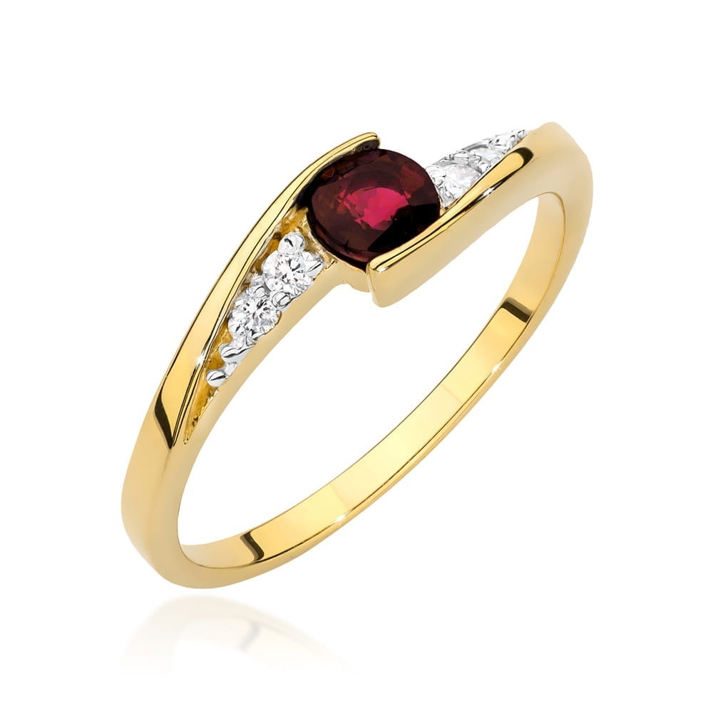 Inel Aur 14K cu Rubin 0.30 ct si Diamante Naturale 0.06 ct
