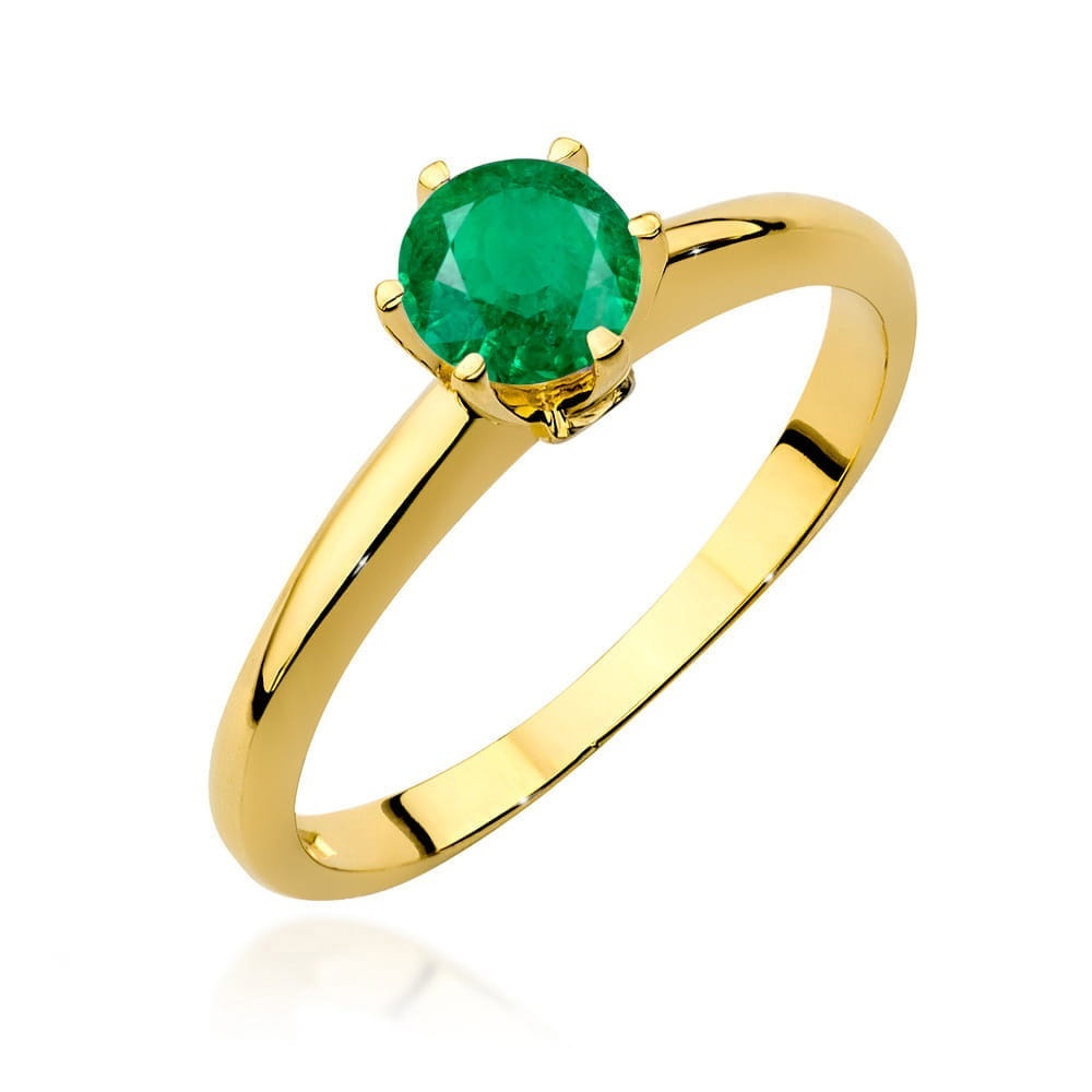 Inel Aur 14K cu Smarald 0.50 ct si Diamante Naturale 0.04 ct