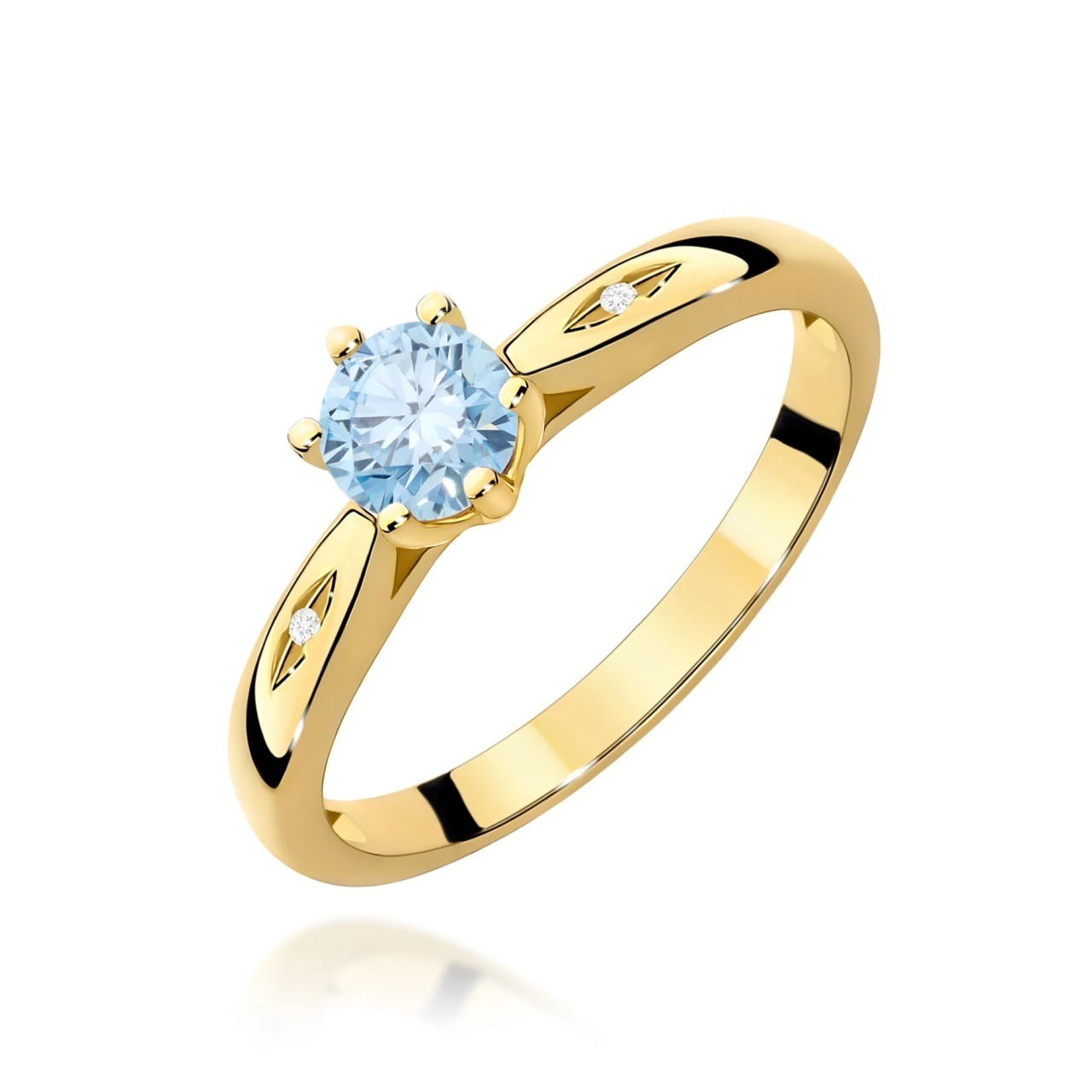 Inel Aur 9K cu Diamante Albastre de Laborator 0.51 ct