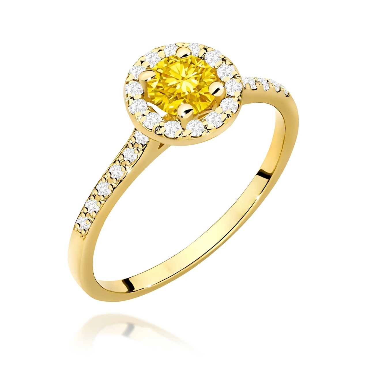Inel Aur 9K cu Diamante Galbene de Laborator 0.74 ct