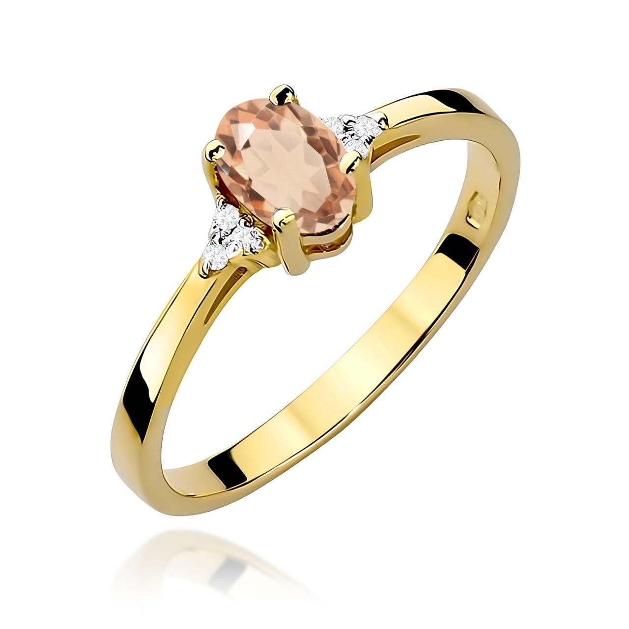 Inel Aur 9K cu Morganit 0.40 ct si Diamante Naturale 0.05 ct