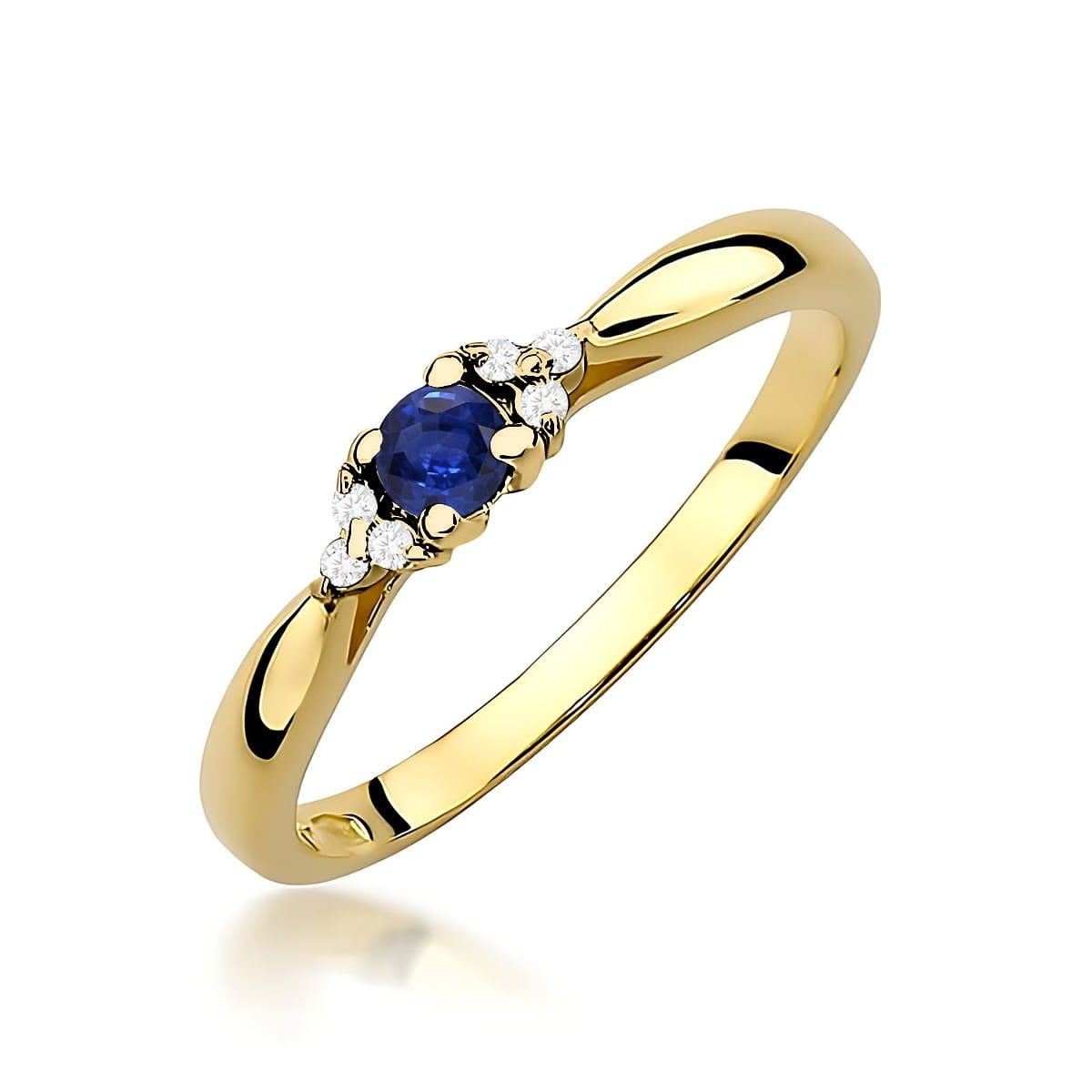 Inel Aur 9K cu Safir 0.15 ct si Diamante Naturale 0.03 ct