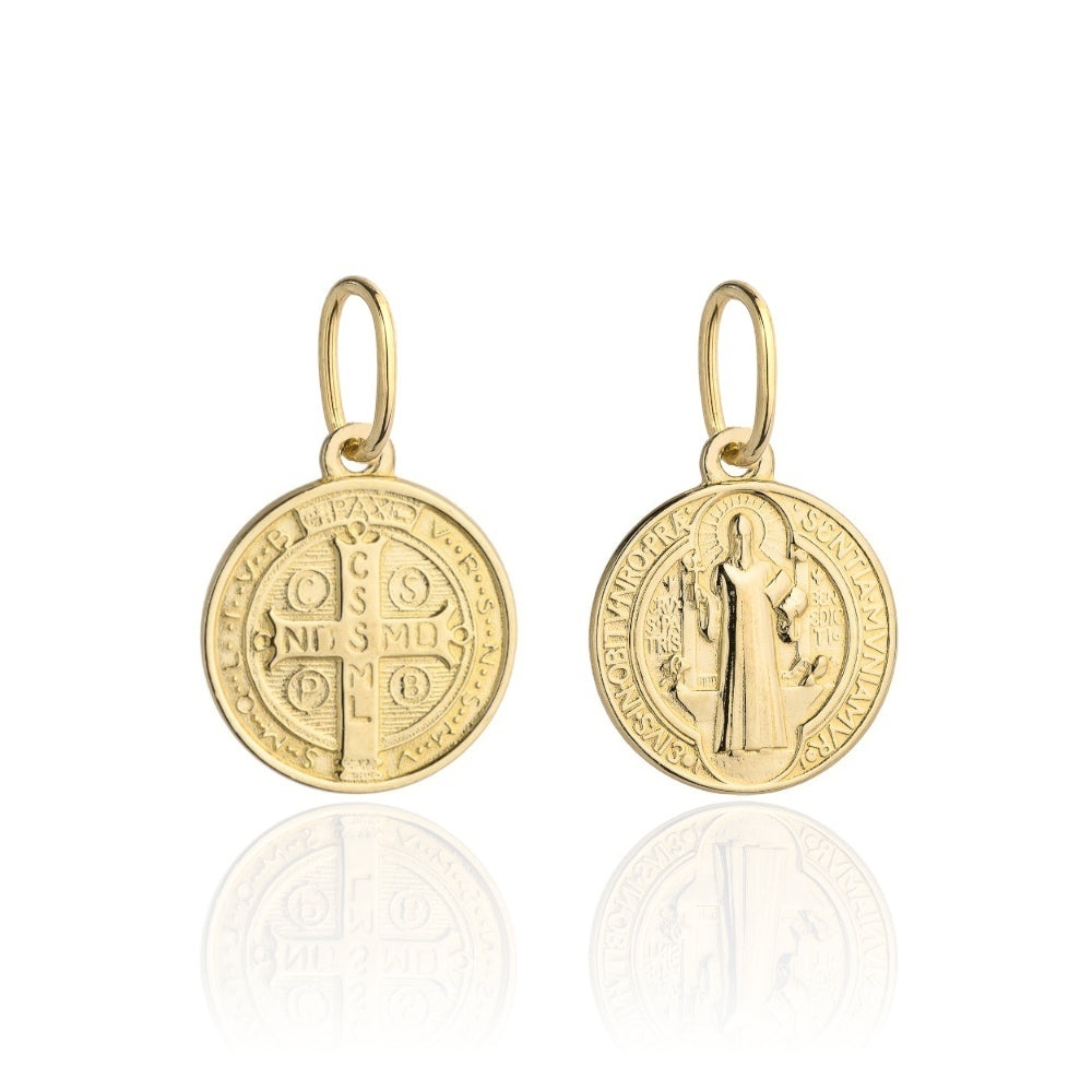 Medalion Aur 14K Sfântul Benedict Mic