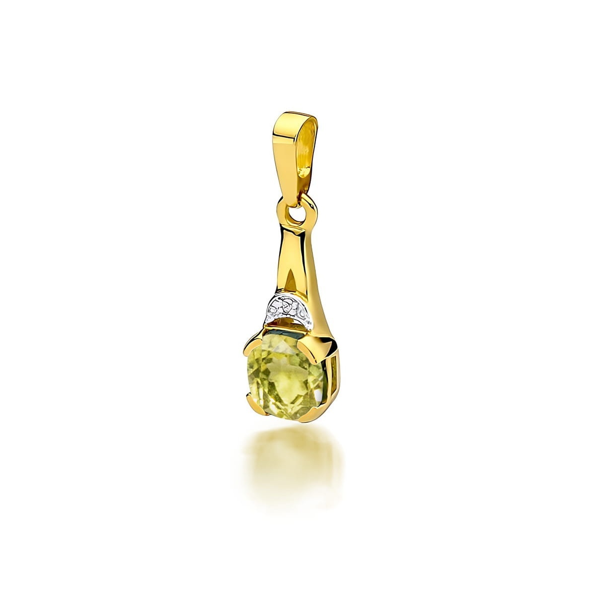 Pandantiv Aur 14K cu Peridot 1.00 ct si Diamant Natural 0.01 ct