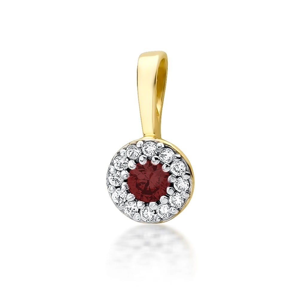 Pandantiv Aur 14K cu Rubin 0.15 ct si Diamante Naturale 0.10 ct