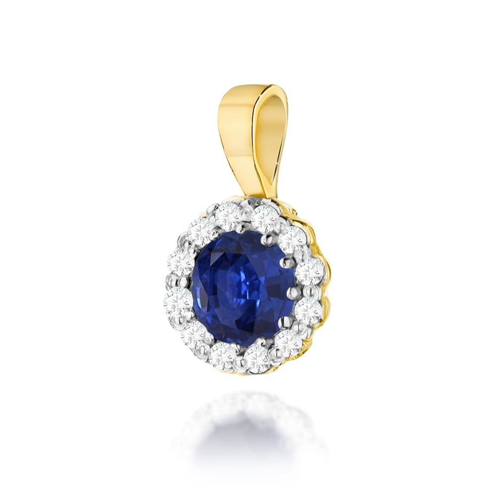 Pandantiv Aur 14K cu Safir 0.50 ct si Diamante Naturale 0.10 ct