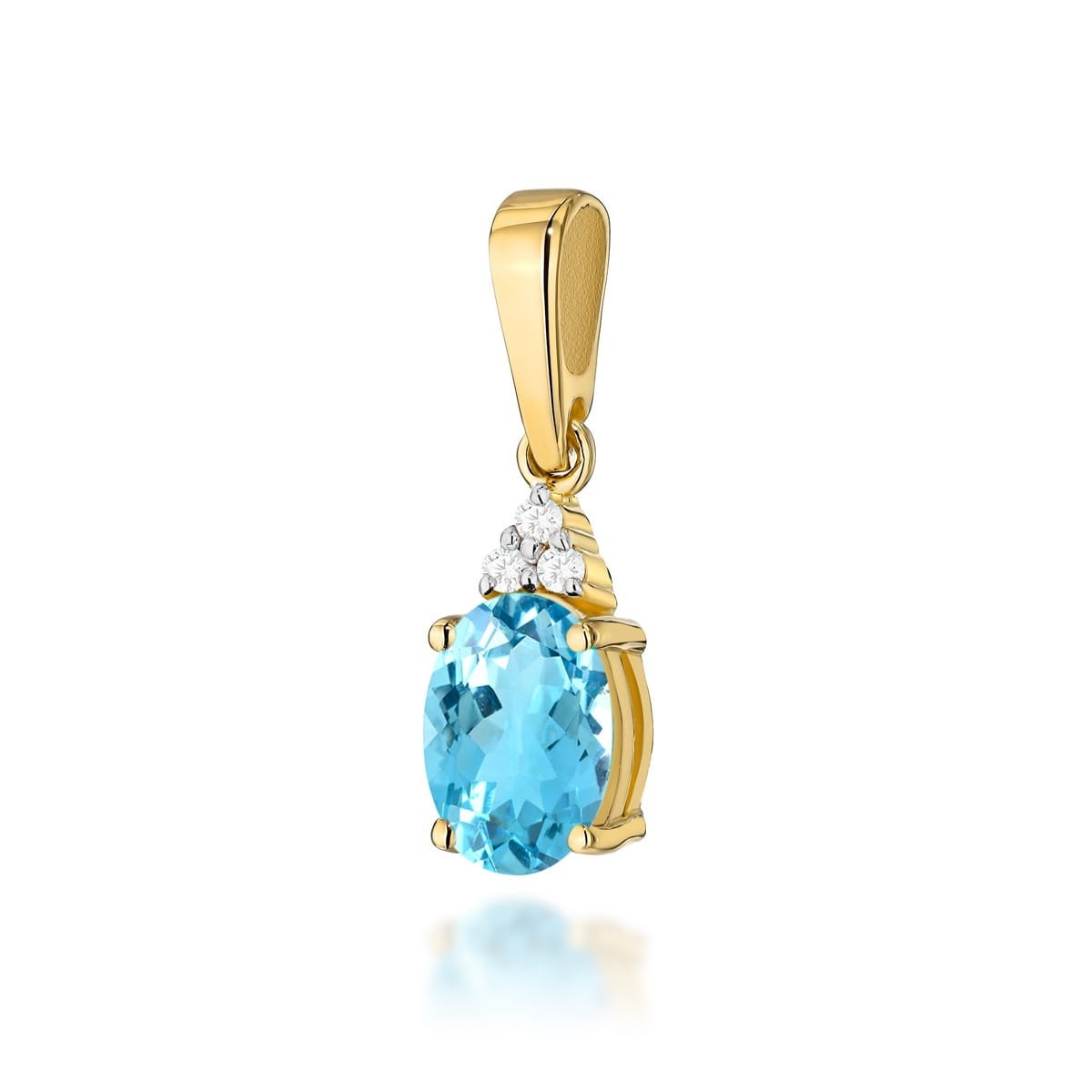 Pandantiv Aur 14K cu Topaz Swiss 0.90 ct si Diamante Naturale 0.03 ct
