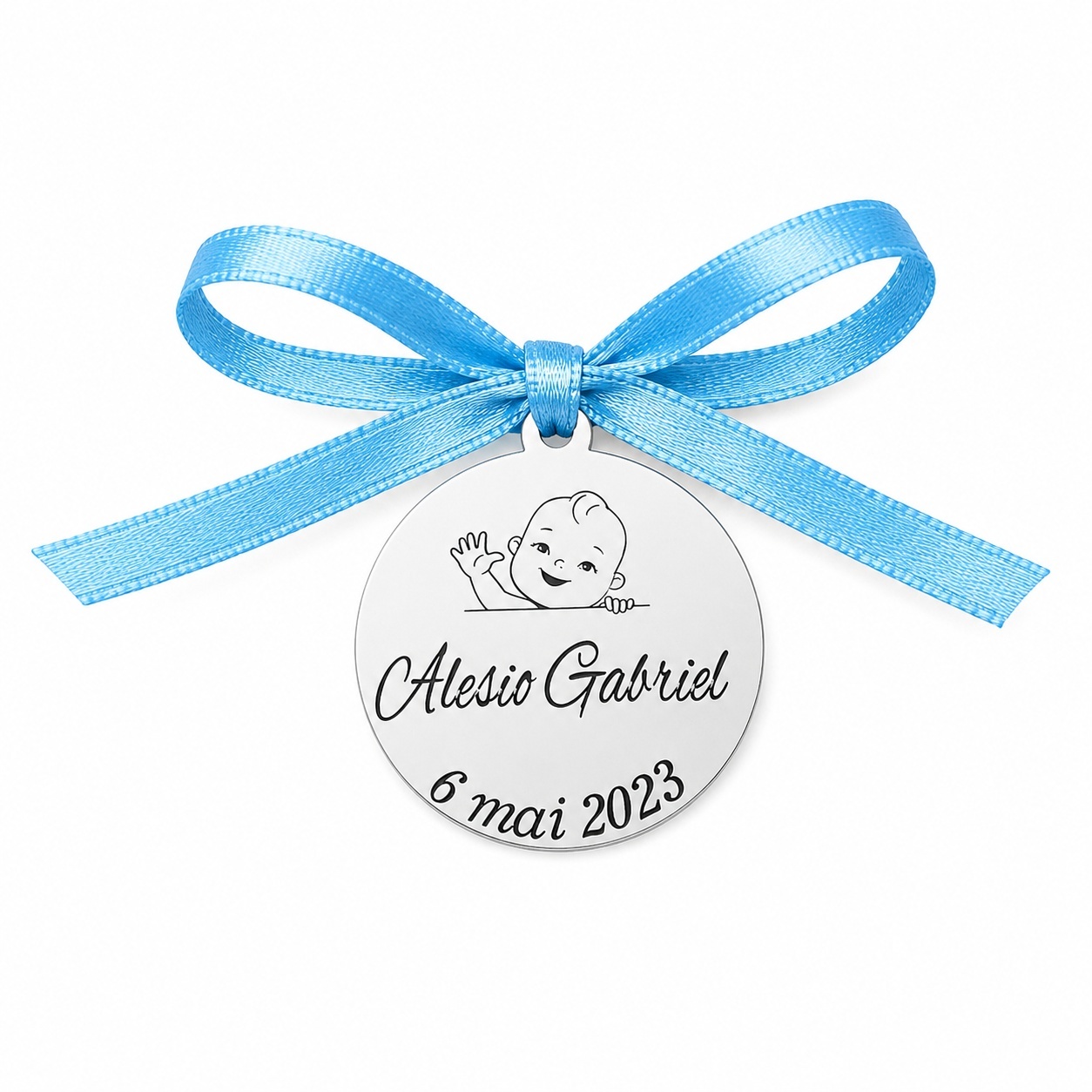 Banut Argint 2cm pentru Botez - Mot - Scaldat - personalizabil