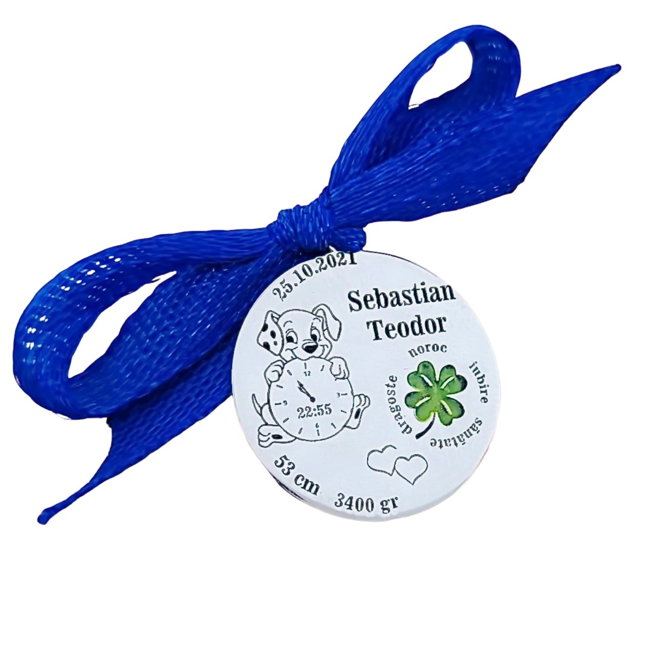 Banut Argint 2cm pentru Botez - Mot - Scaldat - Trifoi