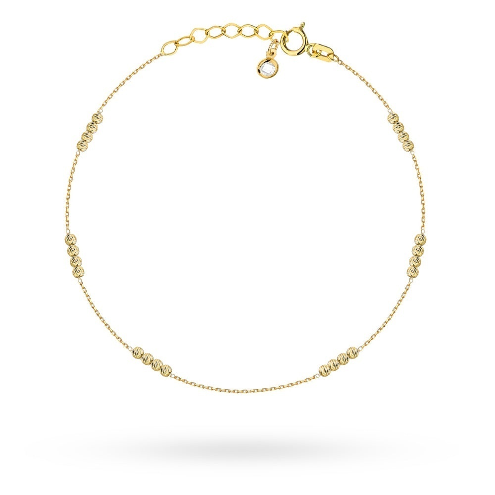 Brățară de Glezna Aur 14K cu Bile Diamantate