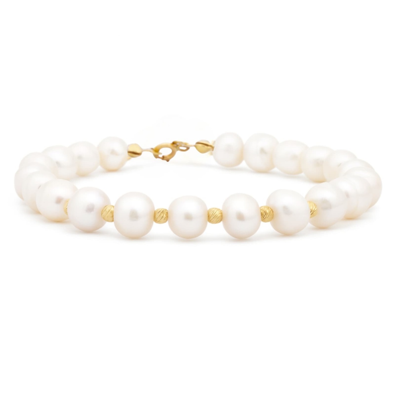 Brățară Five Pearls cu bile din AUR 14K și Perle de Cultură