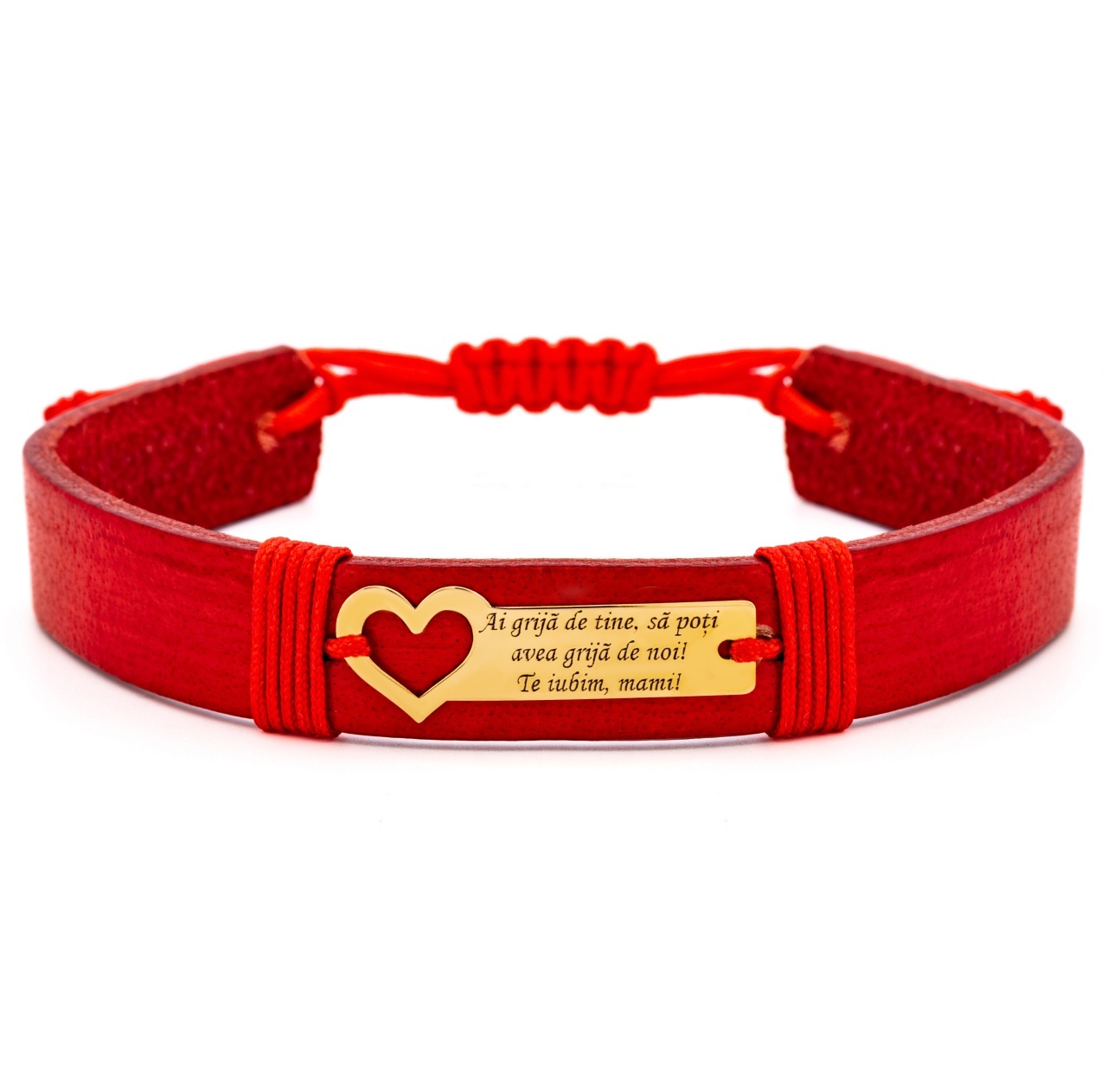 Bratara Heart din AUR 14K si Piele Naturală