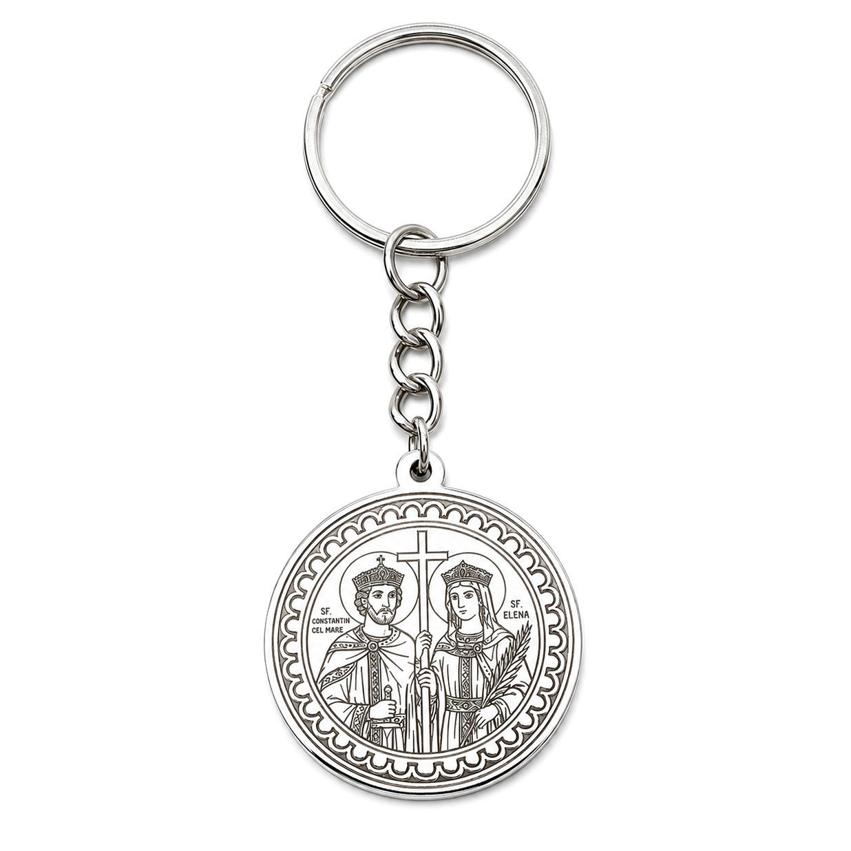 Breloc cu banut 25mm din Argint 925 - Temă Religioasă