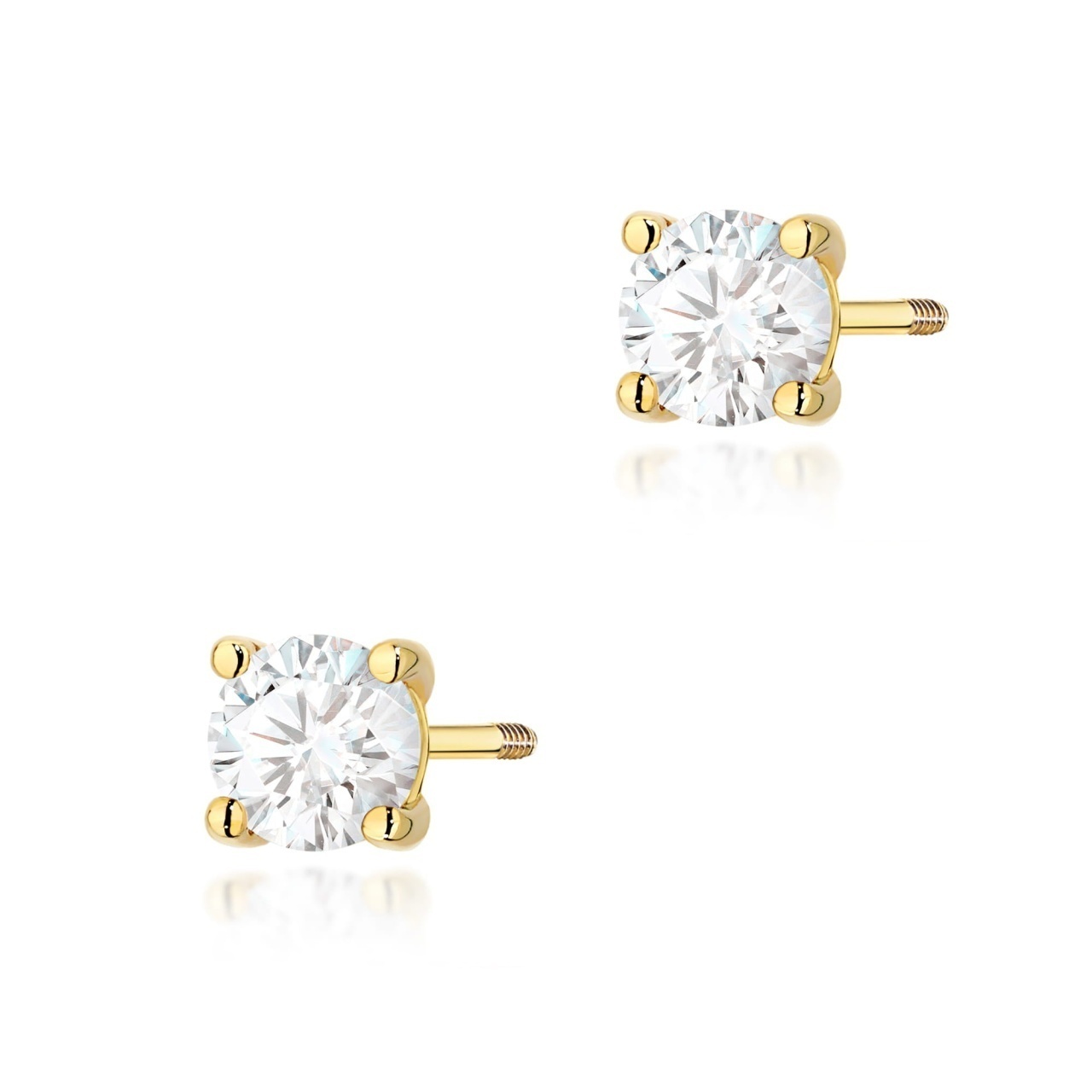 Cercei Aur 14K cu Diamant Natural 0.50 ct Filet cu Protectie