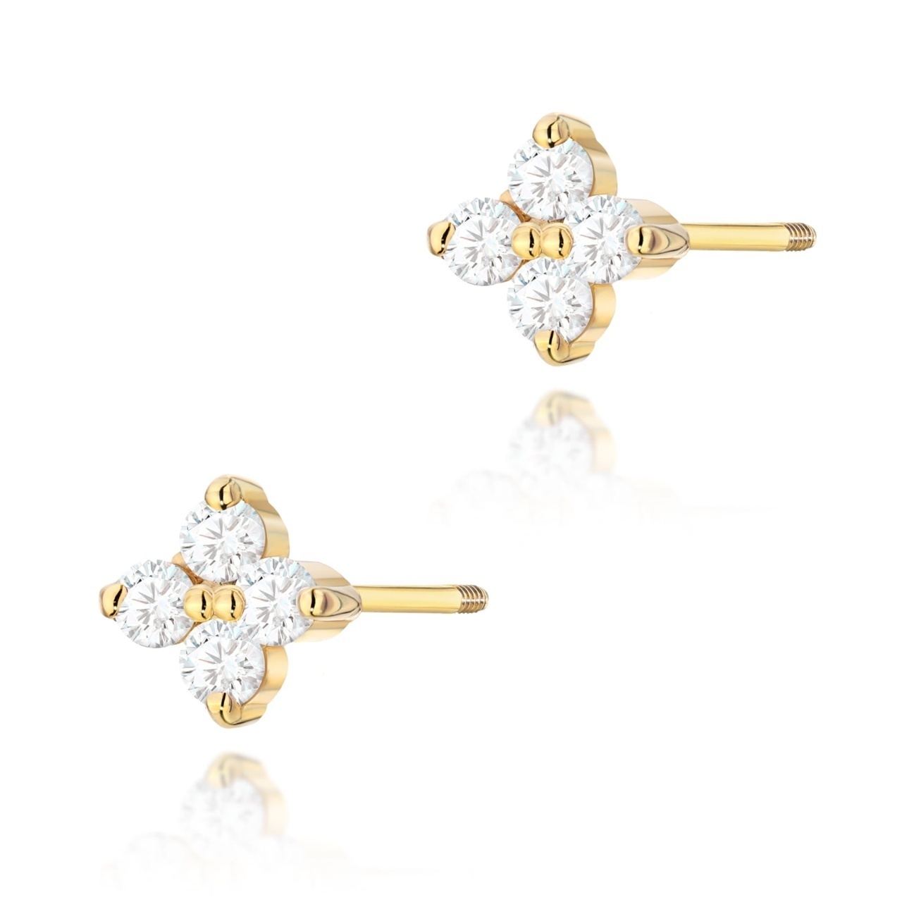 Cercei Aur 14K cu Diamante Naturale 0.12 ct Filet cu Protectie