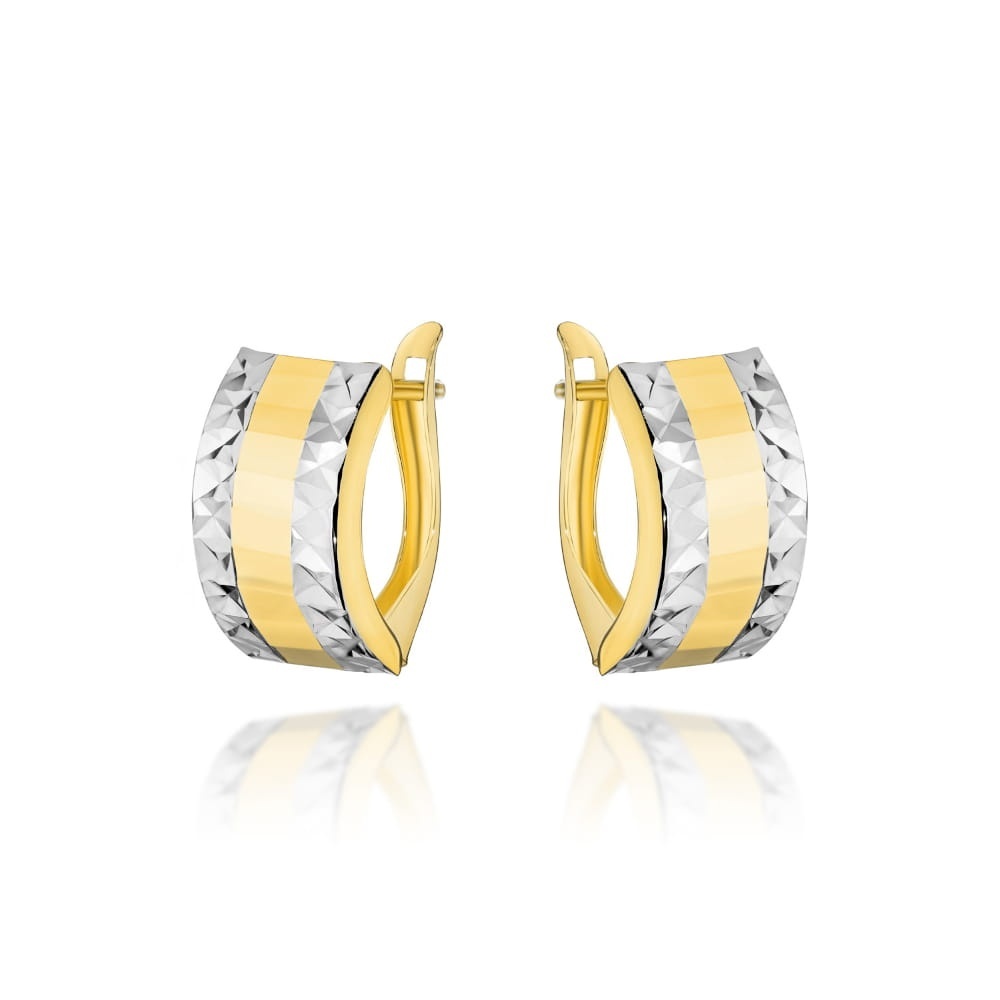 Cercei Aur 14k cu Model Ajurat in Doua Culori