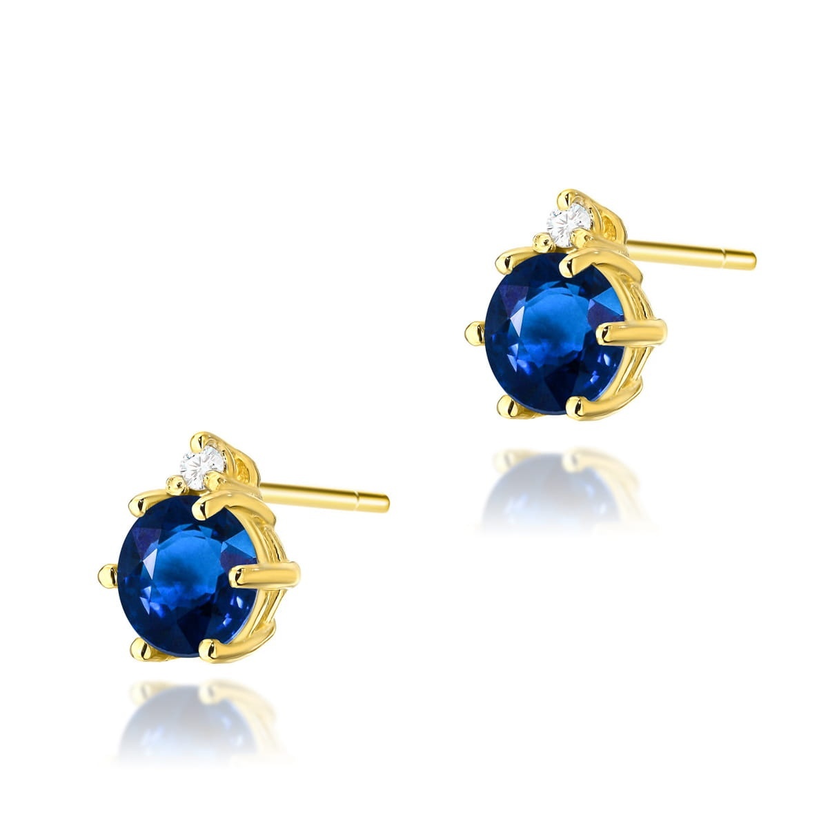 Cercei Aur 14K cu Safir 0.50 ct si Diamante Naturale 0.03 ct