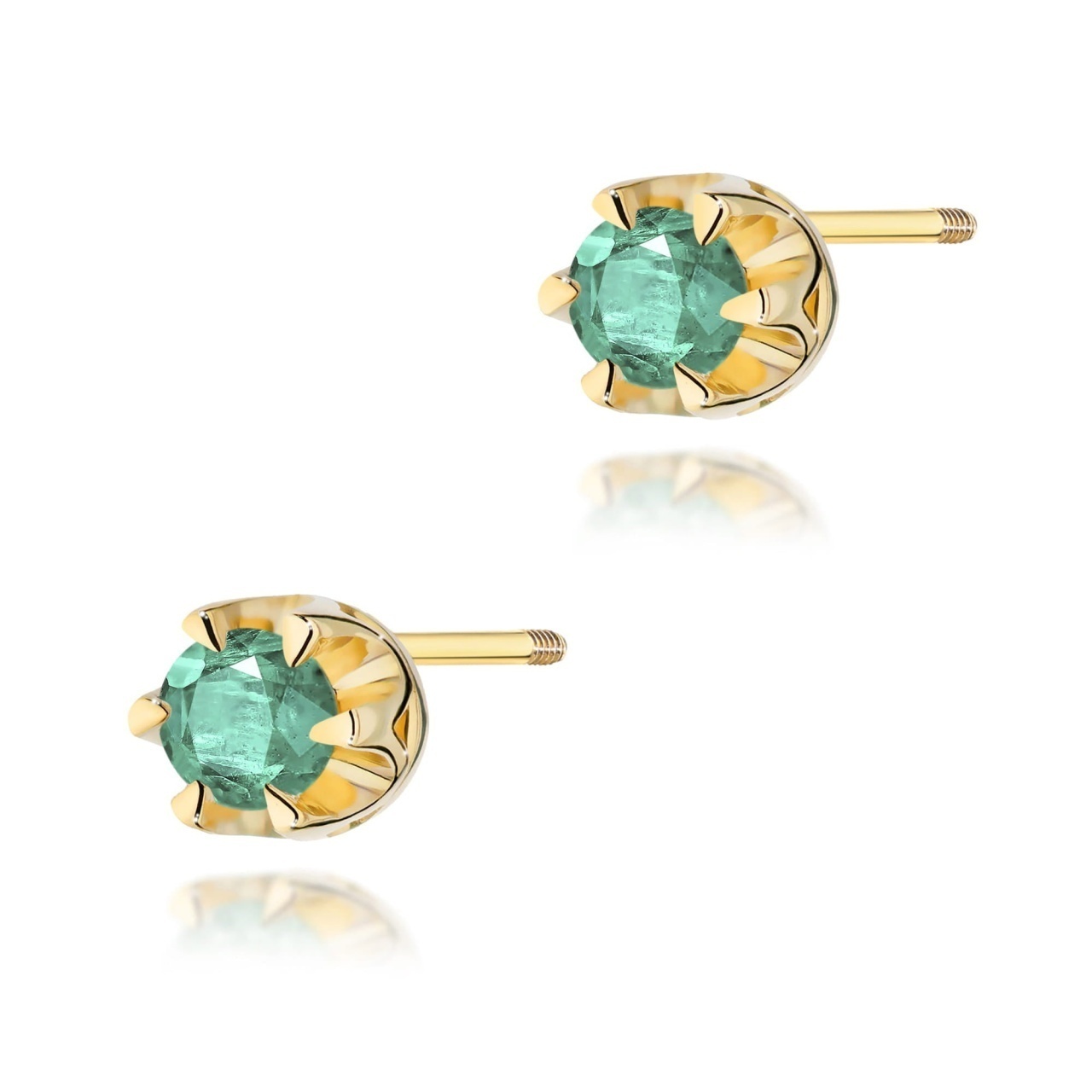 Cercei Aur 14K cu Smarald 0.15 ct Filet cu Protectie
