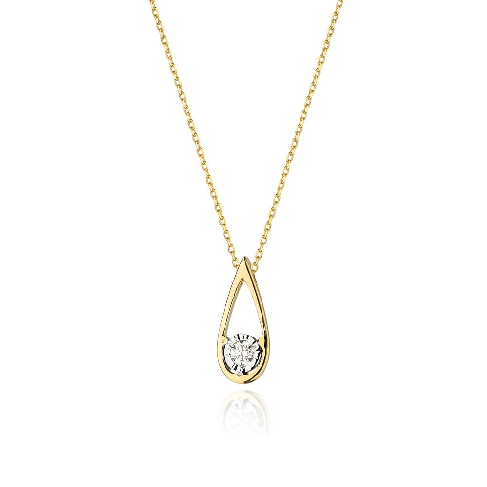 Colier Aur 14K cu Diamant Natural 0.08 ct